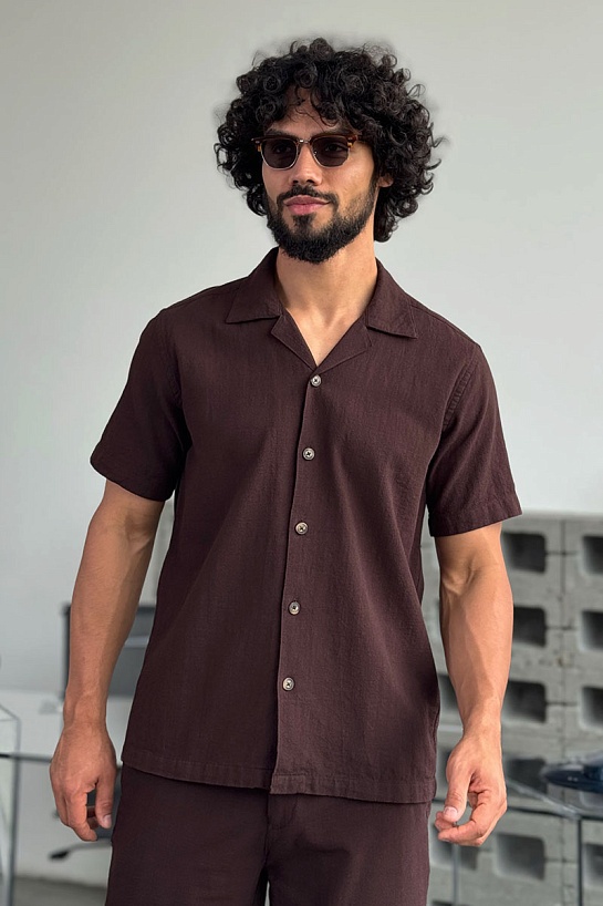 Мужская рубашка Loro Piana коричневого цвета