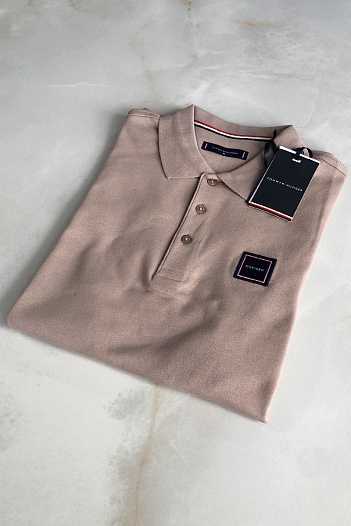 Классическое мужское поло Tommy Hilfiger бежевого цвета   