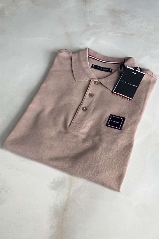 Классическое мужское поло Tommy Hilfiger бежевого цвета