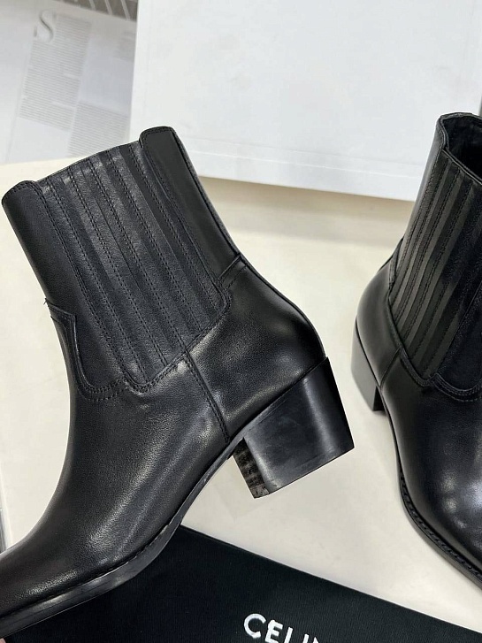 Женские кожаные сапоги Celine Premium - Black