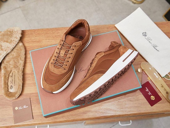 Замшевые кроссовки Loro Piana Week End Walk - Brown