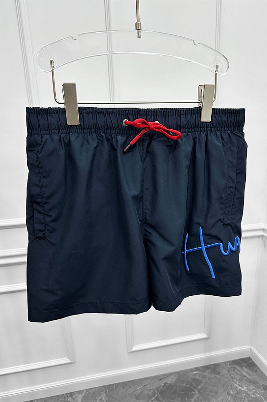 Мужские тёмно-синие шорты Hugo Boss Dugo logo-embroidered