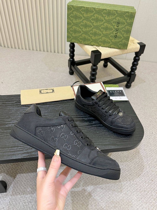 Кожаные кроссовки Gucci GG Screener - Black