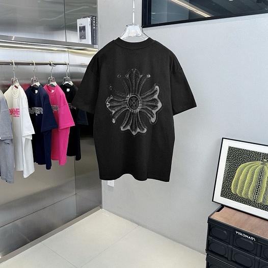 Чёрная оверсайз футболка Chrome Hearts Premium   