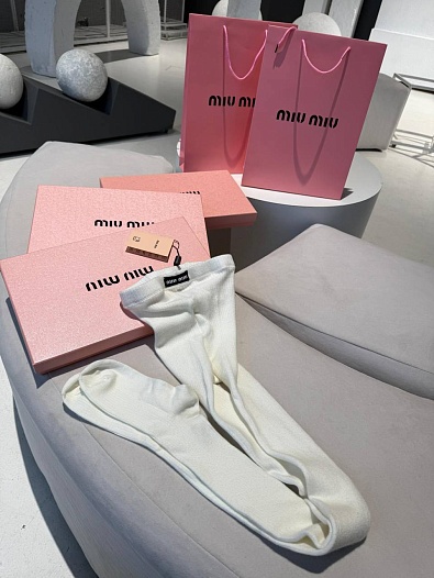 Женские кашемировые колготы MIU MIU белого цвета   