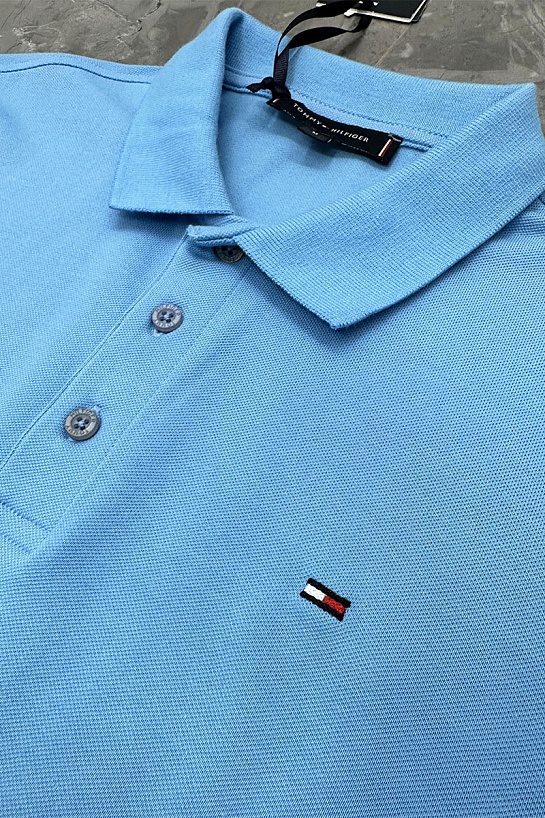 Мужское голубое поло Tommy Hilfiger