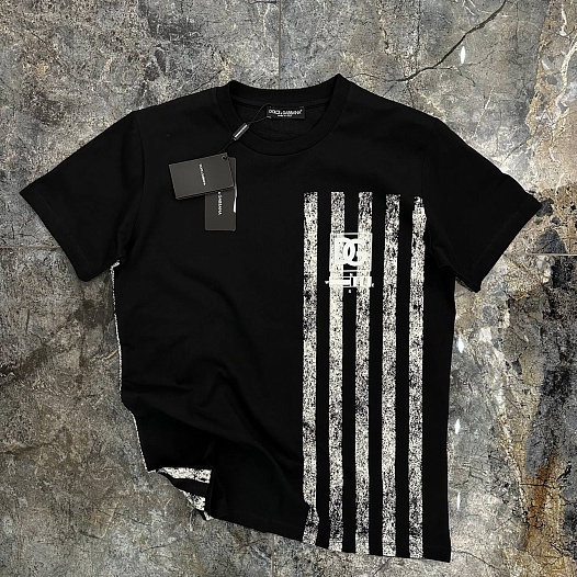 Мужская чёрная футболка Dolce & Gabbana stripe-print   