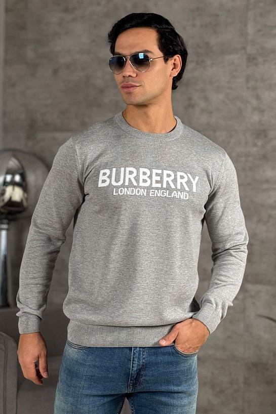 Мужской джемпер Burberry logo-intarsia - Grey