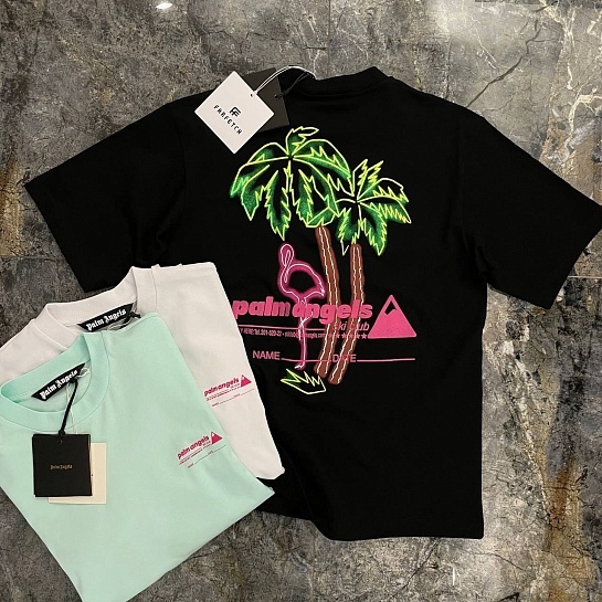 Мужская чёрная футболка Palm Angels Ski Club