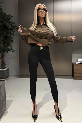 Женские леггинсы со штрипками Schiaparelli premium - Black   