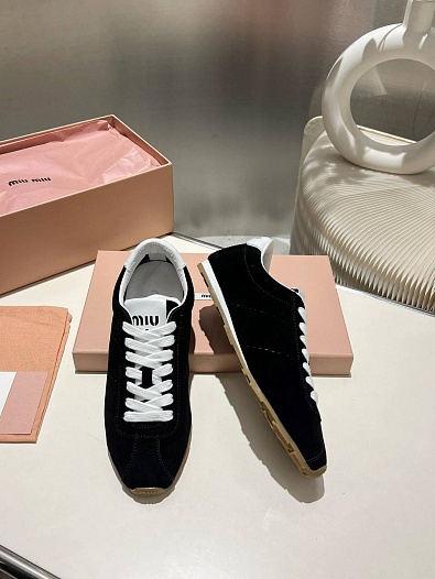 Женские замшевые кроссовки MIU MIU Premium - Black   