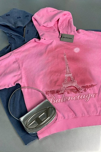 Женское оверсайз худи розового цвета Balenciaga   