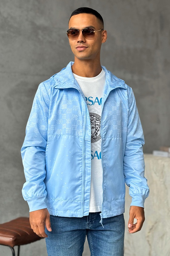 Ветровка голубого цвета Louis Vuitton Damier Spread Windbreaker