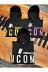 Чёрное худи Dsquared2 "ICON" white logo-print