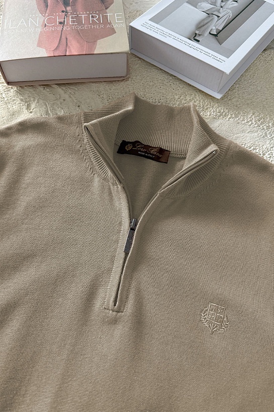 Мужская кофта Loro Piana zip neck - Beige
