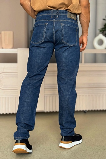Мужские джинсы тёмно-синего цвета Zegna regular fit   