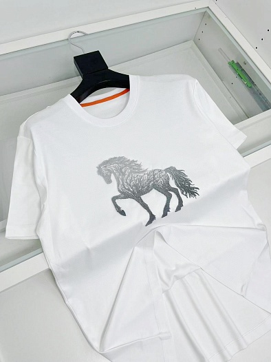 Мужская футболка Hermes horse logo - White   