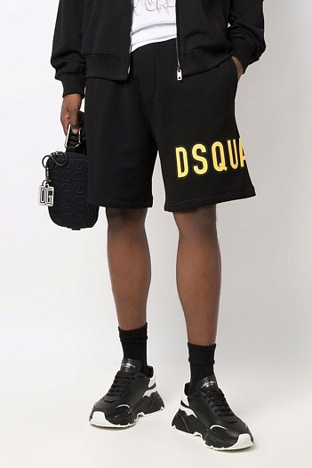Чёрные мужские шорты Dsquared2 logo-print   