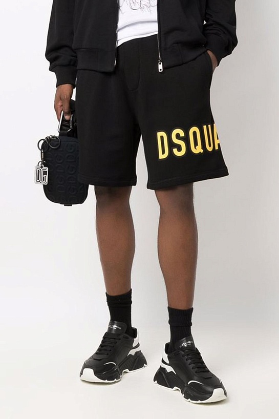 Чёрные мужские шорты Dsquared2 logo-print