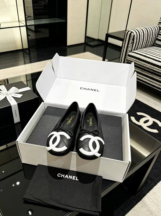 Женские кожаные балетки Chanel Ballerines premium