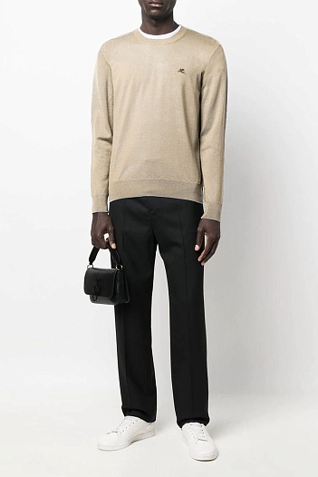 Мужская бежевая кофта Etro logo-embroidered   