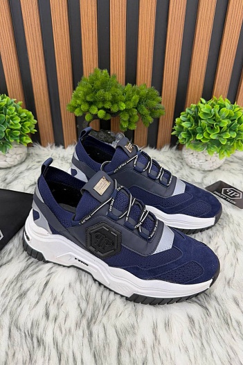 Комбинированные кроссовки Philipp Plein Predator - Navy   