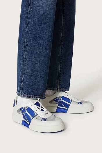 Кожаные кроссовки Valentino low-top - White / Blue   