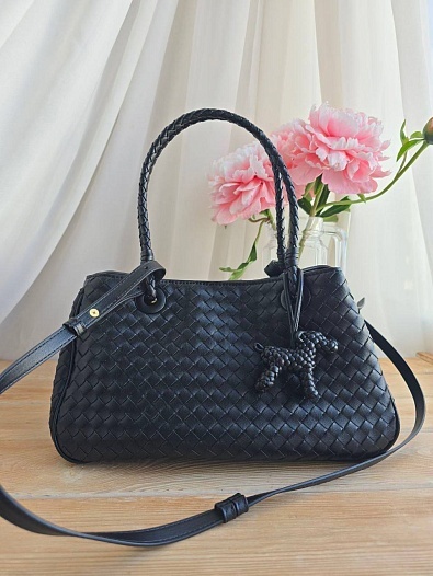 Кожаная сумка Bottega Veneta Basket 30x20 см - Black   