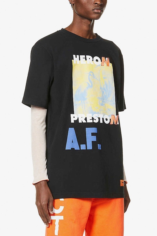 Чёрная оверсайз футболка Heron Preston A.F. Authorized