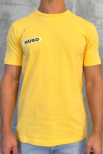 Мужская жёлтая футболка Hugo Boss logo print   