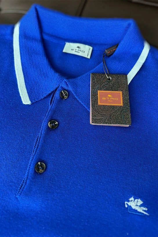 Поло с длинным рукавом Etro Pegaso logo - Blue