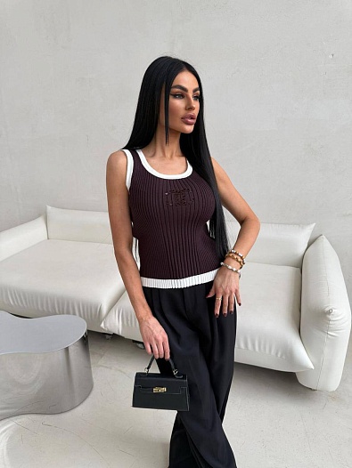 Женская майка Chanel premium - Brown   