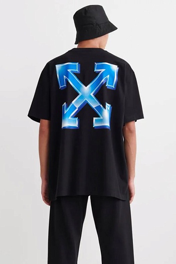 Чёрная оверсайз футболка Off-White Blue Metal Arrows   