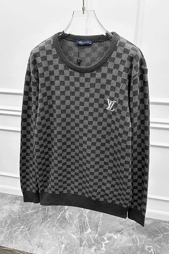 Мужская кофта серого цвета Louis Vuitton Damier embossed logo