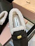 Женские лоферы с мехом MIU MIU premium  - Brown