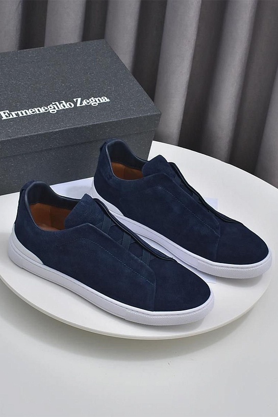 Замшевые кроссовки Ermenegildo Zegna Triple Stitch low-top - Navy