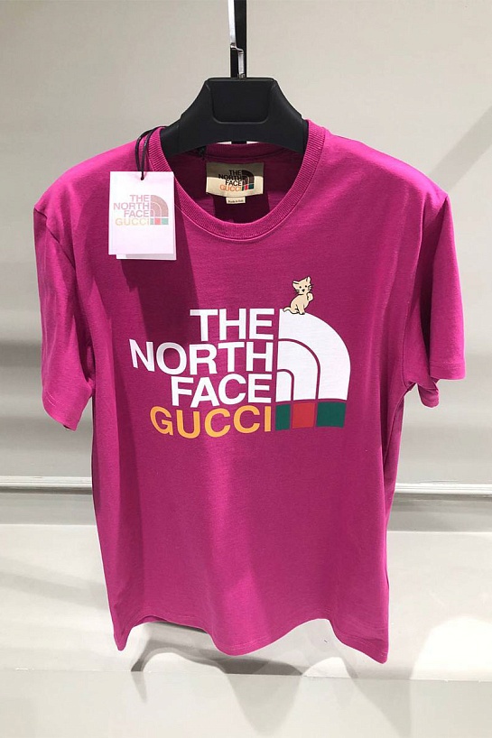 Фиолетовая оверсайз футболка Gucci x The North Face Collaboration