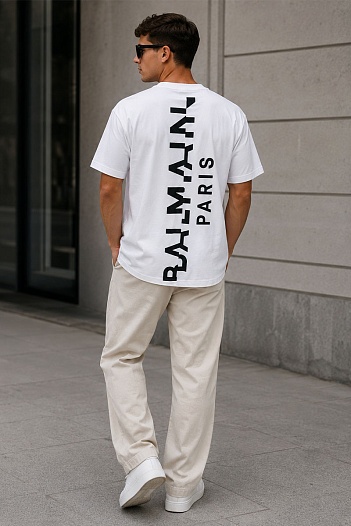 Футболка белого цвета Balmain Paris logo-print   