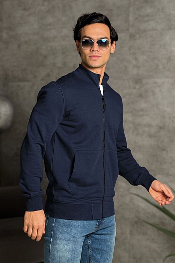 Кофта тёмно-синего цвета Stone Island Zip-Up Compass-patch   