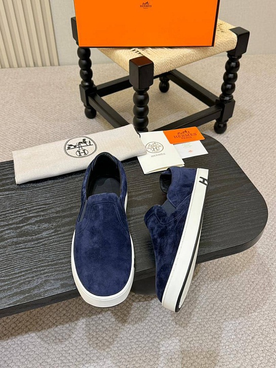 Мужские замшевые слипоны Hermes Kiddy - Navy
