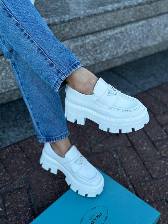 Женские лоферы Prada Monolith - White