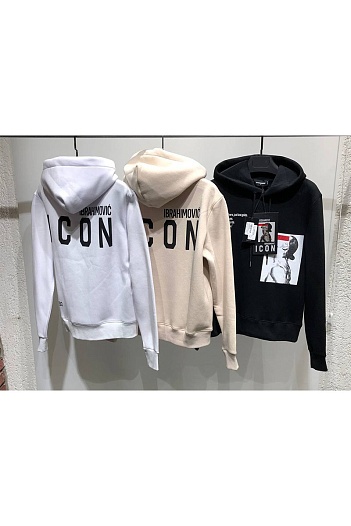 Утеплённое худи на флисе Dsquared2 x Ibrahimovic "ICON" - White   