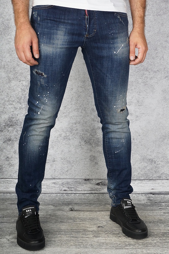 Мужские джинсы Dsquared2 "Paint Splatter" - Blue