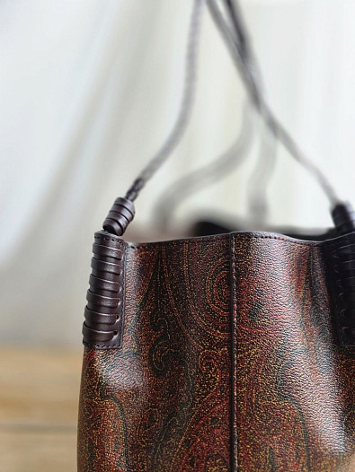 Кожаная сумка Etro с узором пейсли 38x23 см   