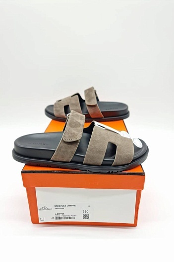 Женские замшевые сандалии Hermes Chypre - Brown   