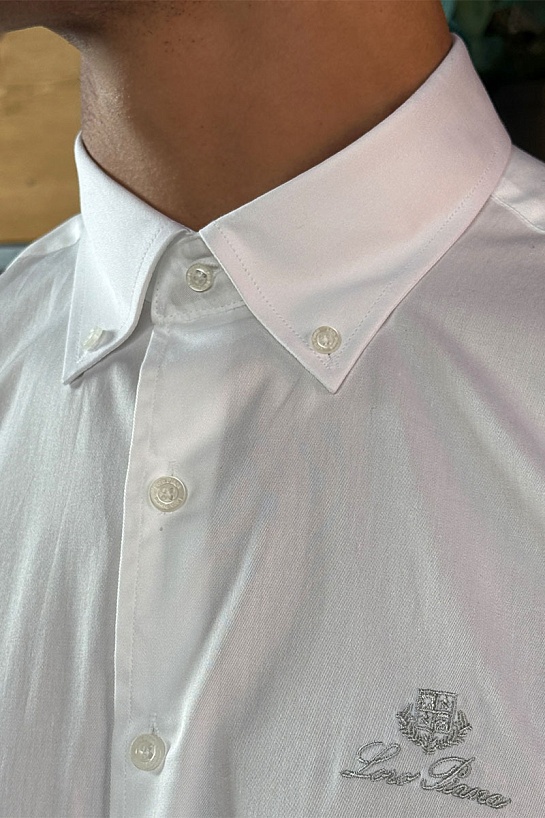Мужская рубашка Loro Piana logo-embroidered - White