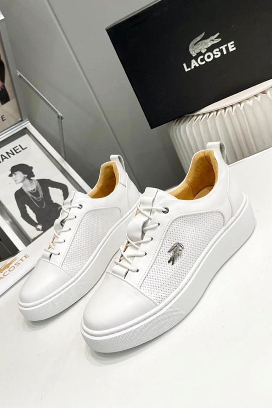 Кожаные кроссовки Lacoste logo-plaque - White