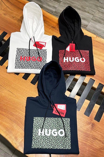Чёрное мужское худи Hugo Boss Dreeman logo-print   