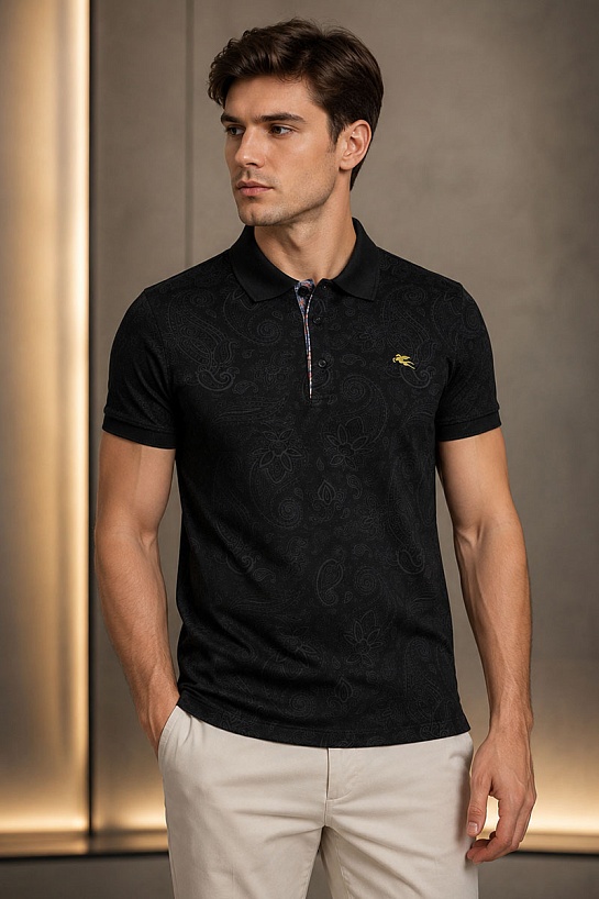 Чёрное мужское поло Etro embroidered-logo