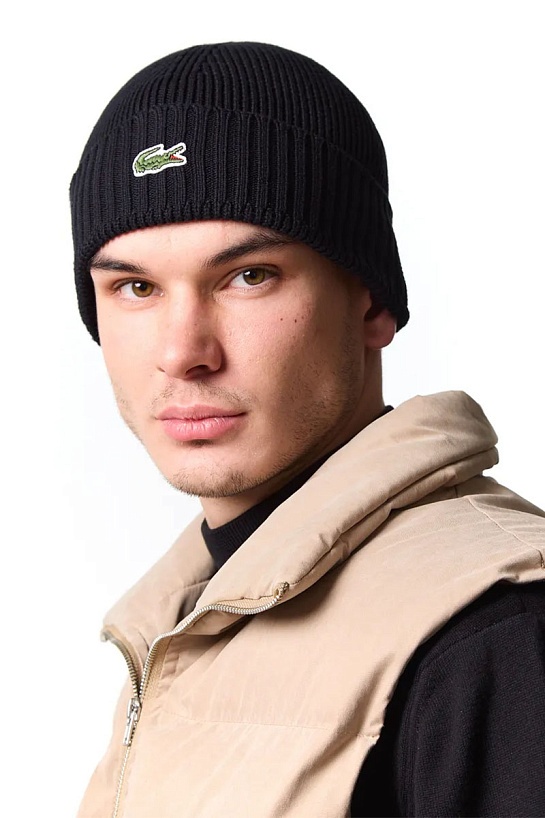 Шапка чёрного цвета Lacoste logo-embroidered